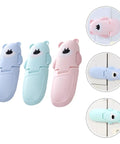 Three Pack Kid Safe Safety Cabinet Locks with Non Marking Adhesive and 90 Degree Curved Bear Shape Cartoon Locks in pastel colors