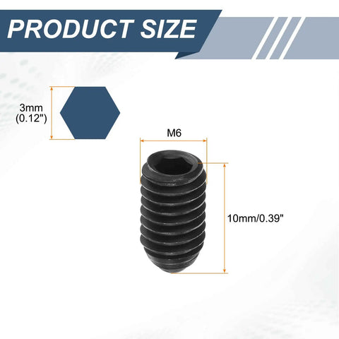 10mm M6 Hex Socket ball plunger shown with size dimensions, high carbon steel material for pneumatic rigs.