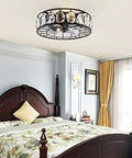 Boss Level Vintage Industrial Fandelier Ceiling Fan With Bright Lighting, 18 Inch Low Profile Flush Mount With Remote, Sturdy Black Metal Build For Living Spaces, Dual Direction Spins And Major Cool Factor in bedroom.
