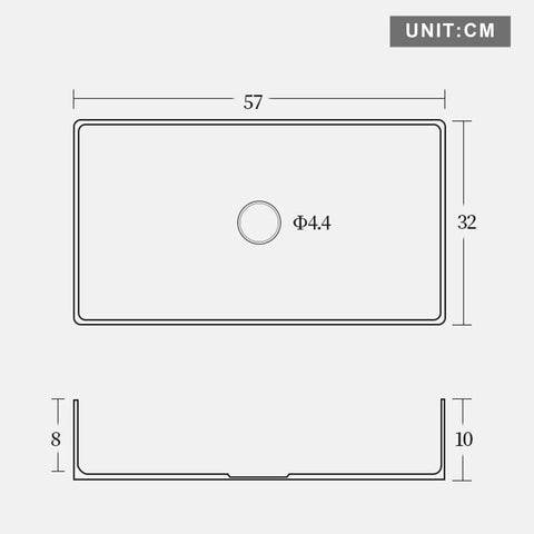 Dimensions of a Modern Black 304 Stainless Steel Countertop Bathroom Sink Paired With Streamlined Faucet, 57x32 cm.