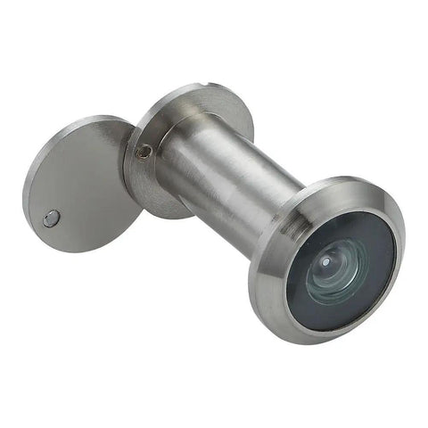 Peephole Front Door Viewer With Privacy Cover And One Way Viewing 220 Degree Wide Angle Satin Nickel Finish adjustable length