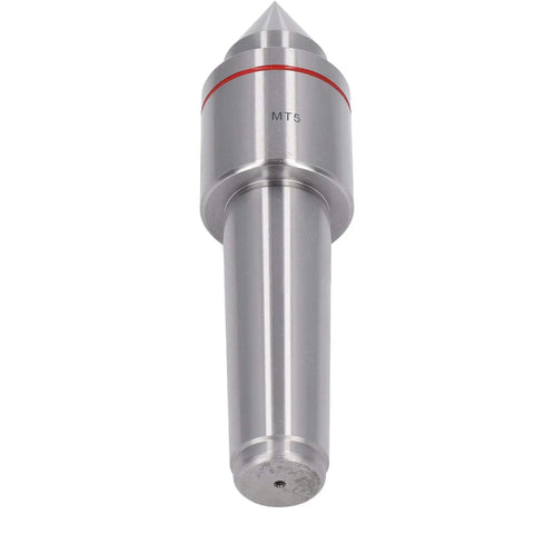Front view of Mt5 60 Degree Morse Taper Live Lathe Center for Heavy Duty High Speed Lathes and CNC Machining in precision steel.