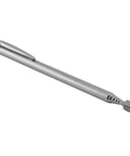 Slim 25-inch silver telescoping magnetic grabber with pocket clip for outdoor use