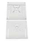 Rock Solid Aluminum Router Table Insert Plate With Precision Miter Gauge Guide Set Drop In Ready Table Saw Flip Top Mount showcasing flat surfaces and measurement markings.