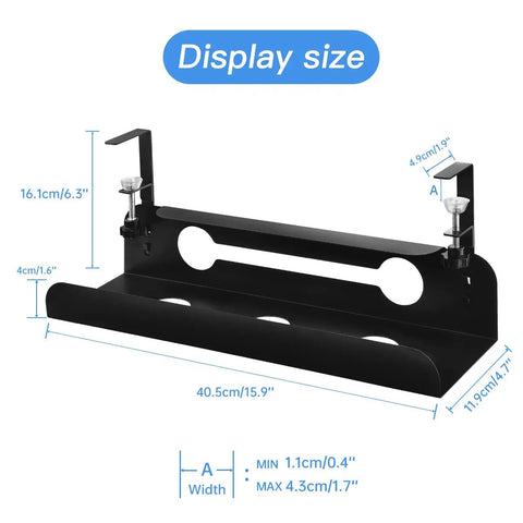 Under Desk Cable Management Tray Set No Drill Wire Organizer For Office And Home Standing Desk Black 2 Pack size details