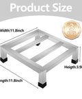 Diagram of 3 Pack Stainless Steel Dunnage Rack Set With Over 1000 Pound Capacity No Assembly Floor Shelves dimensions 11.8x11.8x3.9 inches.