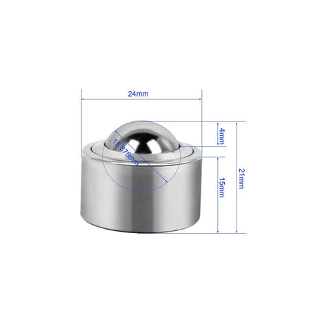 Heavy Duty Roller Ball Transfer Bearings Casters With 15.88 Mm Universal Rotation Rollers Supporting 528 Lbs Load Capacity In A Six Pack Setup showcasing a 15.88mm steel roller.