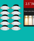 WKNHHL Recessed Lighting Housing Trim Kits, 10-Pack, 2.5 inch LED recessed downlight with three-color dimming.