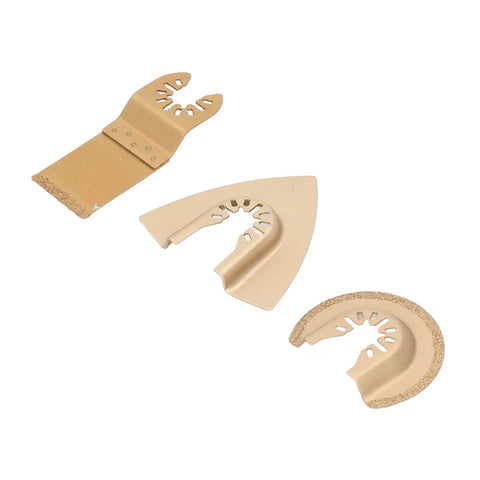 Oscillating Saw Blade Set for Tile and Marble Brazed Emery Multitool Blades 3 Piece Rectangle and Semicircle Blades