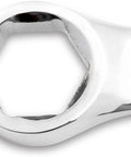 Close-up of open end from the 6-point box 28 Piece Combination Wrench Set With 6 Point Box Ends, SAE And Metric, 15 Degree Offset For Tight Spaces.