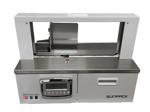 Front view of Table Top Strapping Banding Machine WK02 30 with controls for banding books and brochures.