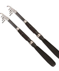 Two Piece Telescopic Fishing Rod Set With Carbon Fiber Poles, Six Point Nine Foot Length, close-up of two rods extended