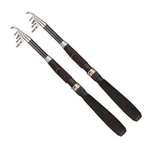 Two Piece Telescopic Fishing Rod Set With Carbon Fiber Poles, Six Point Nine Foot Length, close-up of two rods extended