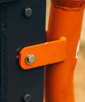 Close-up of bolt connection on Pipe Layer Attachment For Bolt On Single Tine Subsoiler, Easy Install Drainage and Irrigation Pipes.