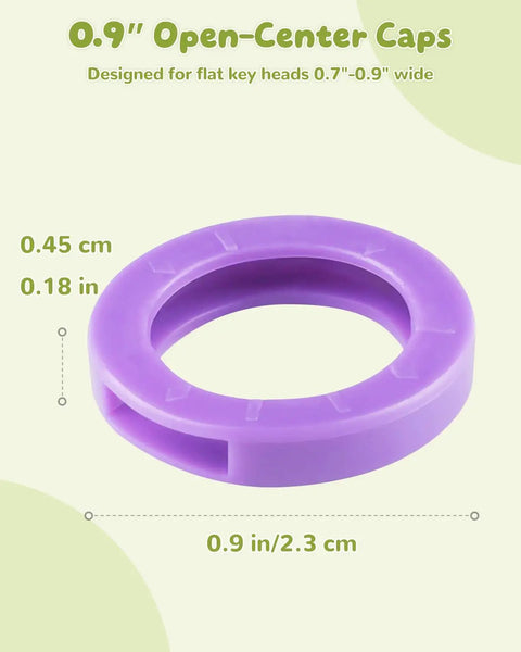 Purple 0.9-inch round key cap from 24 Pack 0.9 Inch Round Key Caps Set In 8 Colors For Small Flat Keys Only Not Suitable For Square Or Large Keys, Color Coded ID For Quick Key Identification And Easy Organization, designed for flat key heads.