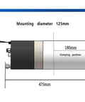 Diagram of BT30 BT40 Automatic Electrospindle dimensions for 5 Axis And 3 Axis CNC Machines, showing 475mm length and 125mm diameter.
