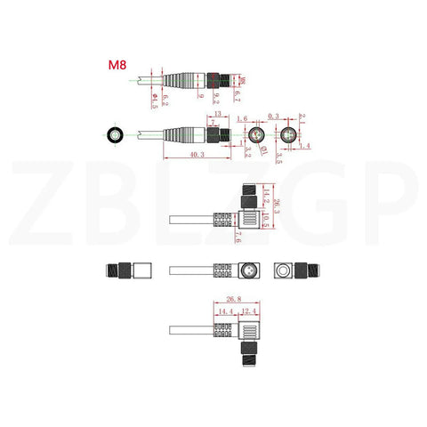 Score This Tough As Nails Heavy Duty M8 A Code 4 Pin Male To Female Extension Cable Featuring IP67 Waterproof Shielding For Profibus And Io Link Sensor Connectors design diagram with measurements.