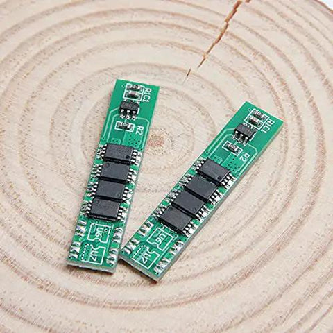 Solid 5 Pack 1S 3.7V 10A Lithium Ion BMS Protection Boards showing two compact green circuit boards with chips.
