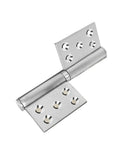 Industrial Detachable Flag Hinge Kit For Barn Doors And Offset Gate Mount Heavy Duty 5 Inch Silvery Steel Hardware shown from above.