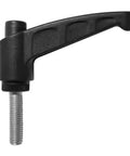 Heavy Duty M6 X30mm Male Threaded Clamping Handle With Quick Toggle Locking Knob, black polymer and zinc, for workshop machinery fixture.
