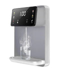 Sleek wall mounted instant hot and cold water dispenser with three seconds quick heat, touch screen control, in white finish.