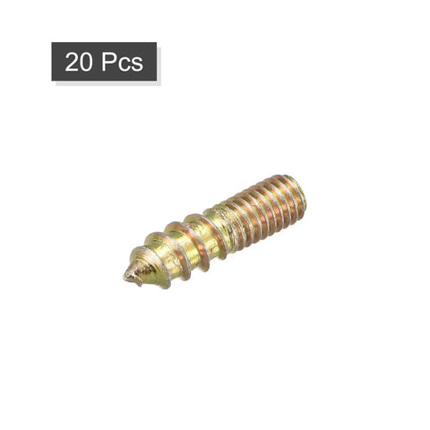 20 pack Double Ended Dowel Screws For Wood And Furniture M6 To M10, Zinc Plated Carbon Steel, Grade 4.8 Strength, hardwood and metal use
