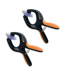 Pro Screen Separator Tool With 4cm Suction Cups For Smartphone Tablet And Laptop Screens, Heavy Duty ABS Build, black and orange clamps