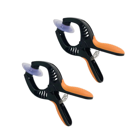 Pro Screen Separator Tool With 4cm Suction Cups For Smartphone Tablet And Laptop Screens, Heavy Duty ABS Build, black and orange clamps