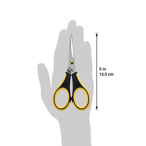 Ultra Sharp Precision Craft Scissors With Stainless Steel Blades And Safety Cap Micro Tip For Fine Paper Crafting Scrapbooking School Projects Home And Office Use Non Slip TPR Handles For Easy Grip Kid Friendly And Comfortable Everyday DIY, 5 in