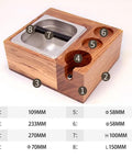Espresso Tamping Station With Knock Box And Solid Wood Filter Holder Fits 58Mm Portafilters, 270x233x109mm size, wood base.