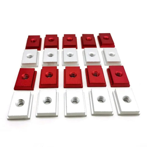 Premium Aluminum T Track Router Kit With M6 And M8 Slot Nut Jigs in red and silver for woodworking tables and miter track systems