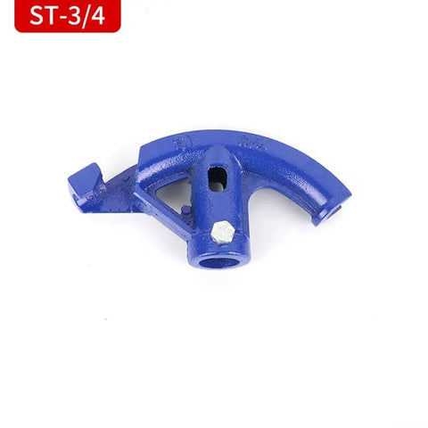 Pro Grade Manual Steel Pipe Bender For Copper And Aluminum Tubes, blue steel body, fits 3/4 inch pipes, ergonomic grip.