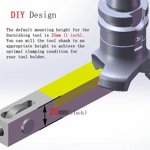 RHKING mini lathe burnishing tool with mounting shank, side view