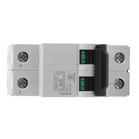 DC Two Pole Circuit Breaker 2P 250V 63A Din Rail Mounted Miniature Breaker with Fast Trip for Solar Power Systems detail view