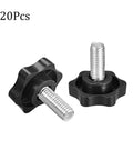 M8 X 16Mm Plastic Clamping Knobs And Thumb Screws 20 Pack No Sweat Tool Free Star Handles for quick equipment adjustments.
