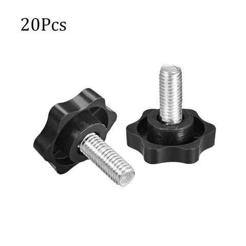 M8 X 16Mm Plastic Clamping Knobs And Thumb Screws 20 Pack No Sweat Tool Free Star Handles for quick equipment adjustments.