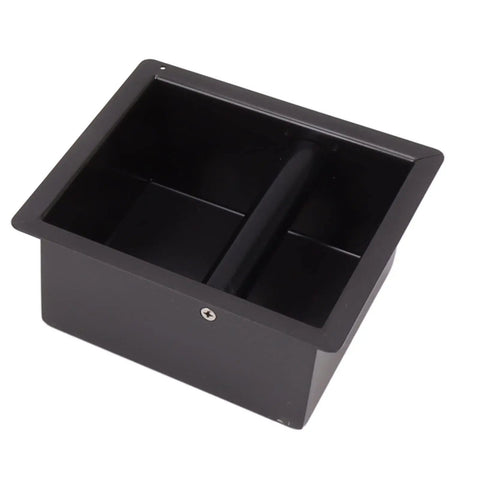 Legit Premium Walnut Wood Coffee Tamping Station With Stainless Steel Knock Box And Adjustable Height Tamper Base - black knock box