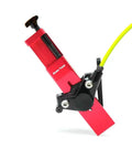 Red SRAM Hydraulic Disc Brake Caliper Piston Press Tool with yellow wire, designed for 2 and 4 piston calipers, 1.1 inch width for bike maintenance.