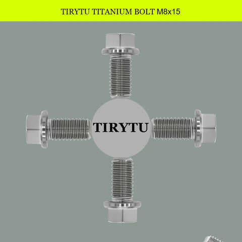 Heavy Duty Flange Hex Titanium Bolts M8 X 15 Millimeter 4 Pack Ultra Lightweight Fasteners displayed from multiple angles.