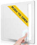 Rugged White Drywall Access Panel Fits 12 By 12 Inch Wall Cutouts With No Sweat Push To Open Latch for easy access.