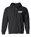 Security Zippered Hoodie Sweatshirt 2XL Black With White ID 80 Percent Cotton And 20 Percent Polyester Fleece Lined Inside Two Side Pockets