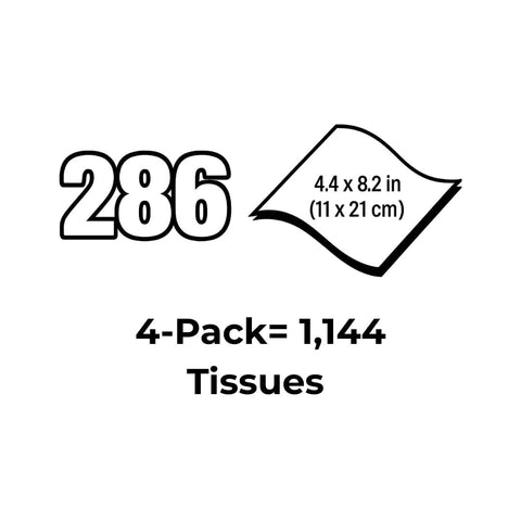 KimWipes Delicate Task Wipers, 4.4 x 8.2 in, 286 sheets per pack, 4-pack equals 1,144 tissues