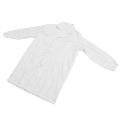 Long Sleeve Lab Coat For Doctors, Nurses And Students, White Polyester Cotton Workwear With Breathable Comfort on display