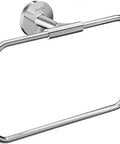 Rectangular chrome towel ring with wall mount, not circular 6 inch modern chrome towel ring for bathrooms, complements contemporary fixtures.