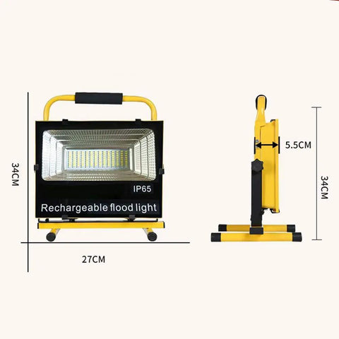 Spot Lighting Portable Led Floodlight Rechargeable, 60W Super Bright B, rectangular design with handle, IP65 rating, dimensions 34x27x5.5 cm