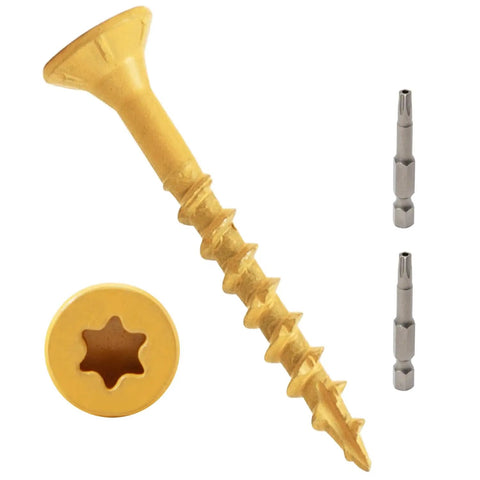 Deck Screws 1-5/8 Inch Wood Screws Size 8, 800 Pack, Rust Resistant Exterior Epoxy Coated for Outdoor Decking, Torx Star Drive, T25 Bit
