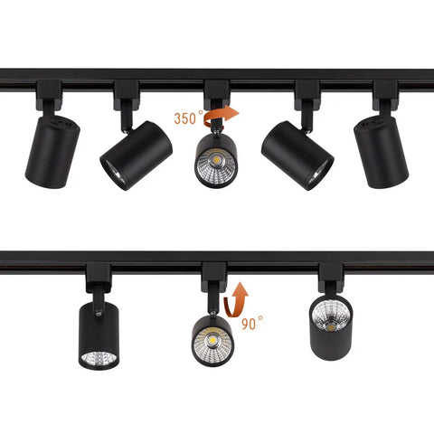 LED Track Lighting Heads Pack Of 6 For Real, 6.5W Each, 24 Degree Beam, Black, 4000K Neutral White, J Type Compatible With Single Circuit Track Rails, Adjustable 350 Degree Horizontal And 90 Degree Vertical, COB Spotlight For Accent Task Wall Art