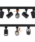 LED Track Lighting Heads Compatible With Single Circuit J Type Rail Ceiling Spotlight For Accent And Art Exhibition Lighting 6.5W Each 4000K Neutral White 24 Degree Beam Adjustable 350 Horizontal 90 Vertical Pack Of 12 shown in rotation adjustments.
