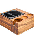 Espresso Tamping Station With Knock Box And Solid Wood Filter Holder Fits 58Mm Portafilters, solid wood, compact design, knock box.