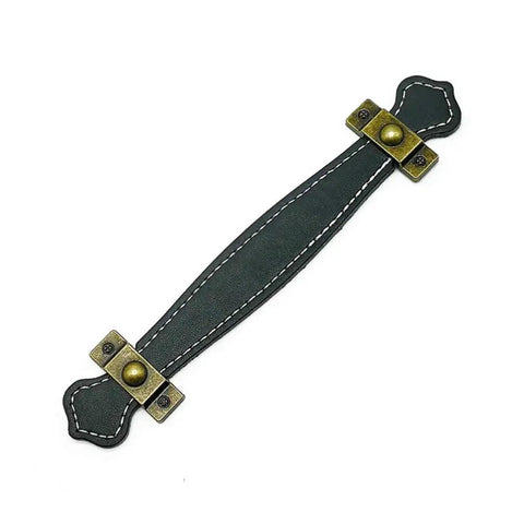 Vintage Leather Look PU Peel Handle Drawer Pulls For Cabinets And Luggage 7.48 Inch Black 2 Pack Durable PU Leather Finish